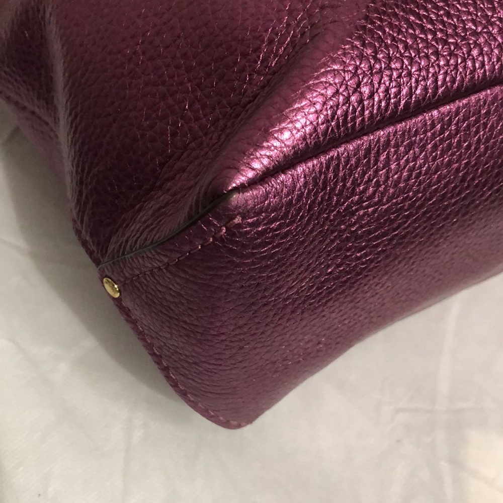 Coach Metallic Berry Pebble Leather Bag - Picture 8 of 11
